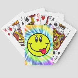 Lächelnde Emoji Gefärbte Krawatte Design Spielkart Spielkarten