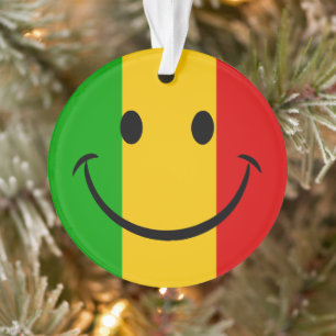 Lächelnde Emoji Rasta-Flagge Streifen Reggae Ornament