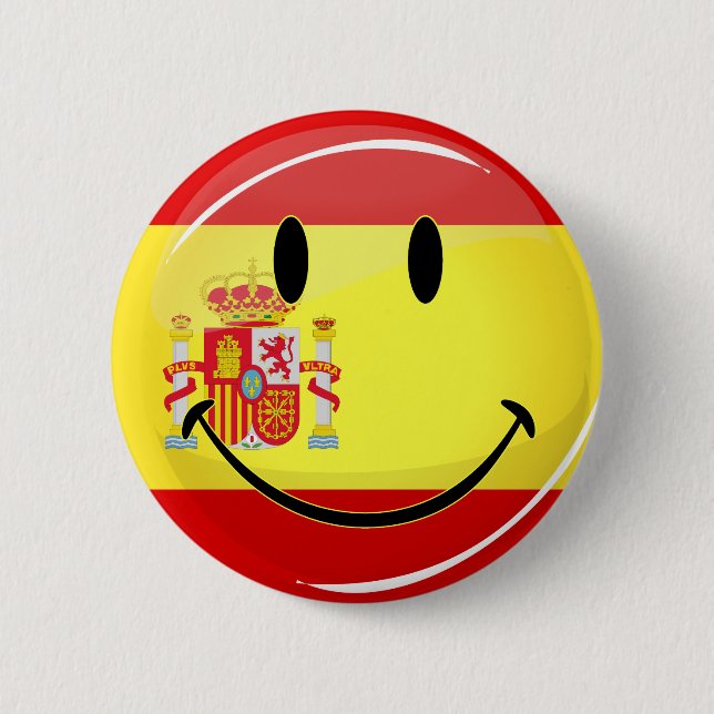 Lächelnde Flagge Spaniens Button (Vorderseite)