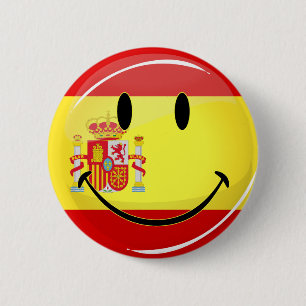 Lächelnde Flagge Spaniens Button