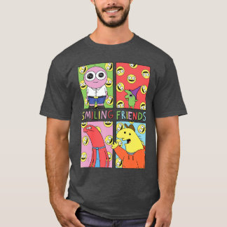 Lächelnde Freunde Pop-Art-Charakterraster Lustige T-Shirt