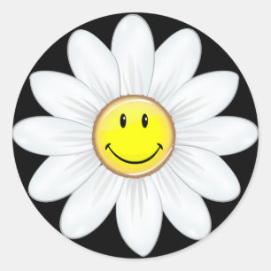 Lächelnde Gänseblümchen-Blume Runder Aufkleber