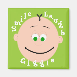 Lächelnde Gesichter Bald Baby Green Eyes Magnet