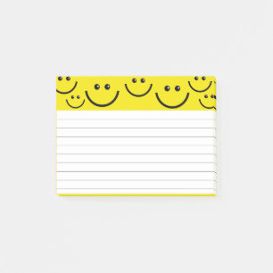 Lächelnde Gesichter in Gelb Post-it Klebezettel