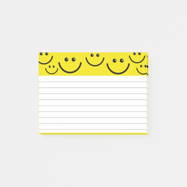 Lächelnde Gesichter in Gelb Post-it Klebezettel (Vorderseite)
