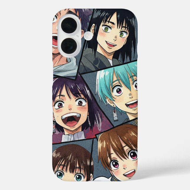 Lächelnde Gesichter, Manga von Natasha Us iPhone 16 Hülle (Rückseite)