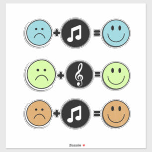 Lächelnde Gesichter mit Musik Aufkleber