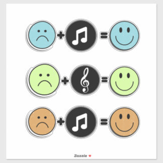 Lächelnde Gesichter mit Musik Aufkleber