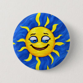 Lächelnde Gesichtssonne Sonne Button