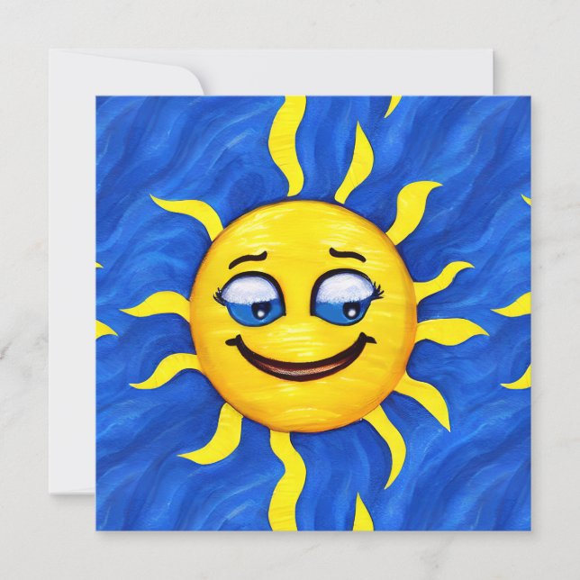 Lächelnde Gesichtssonne Sonne Feiertagskarte (Vorderseite)