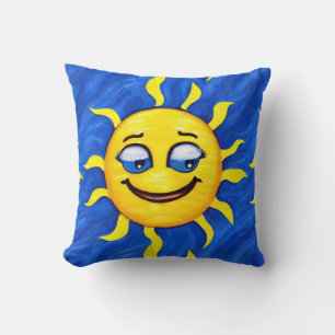 Lächelnde Gesichtssonne Sonne Kissen
