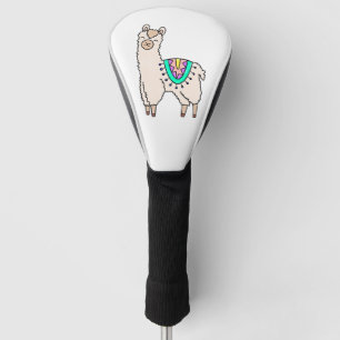 lächelnde glückliche Lama Alpaka Cartoon Tier Zeic Golf Headcover