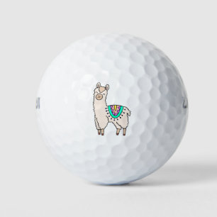 lächelnde glückliche Lama Alpaka Cartoon Tier Zeic Golfball