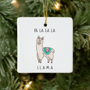lächelnde glückliche Lama Alpaka Cartoon Tier Zeic Keramikornament