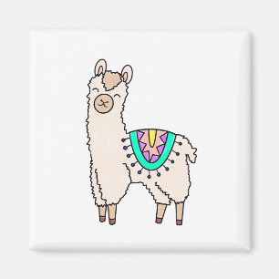 lächelnde glückliche Lama Alpaka Cartoon Tier Zeic Magnet