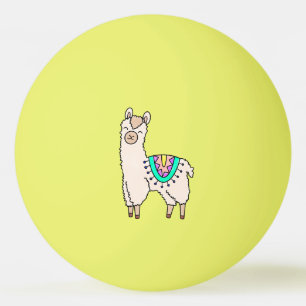 lächelnde glückliche Lama Alpaka Cartoon Tier Zeic Tischtennisball