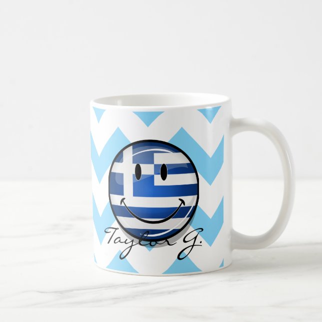 Lächelnde griechische Flagge Kaffeetasse (Rechts)