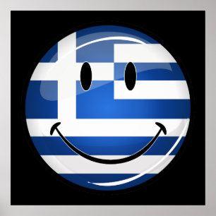 Lächelnde griechische Flagge Poster