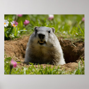 Lächelnde Groundhog Emerging Poster