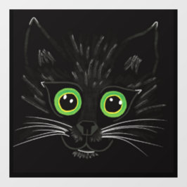 Lächelnde grüne Mit Augen Katze Fensteraufkleber
