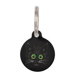 Lächelnde grüne Mit Augen Katze Haustiermarke