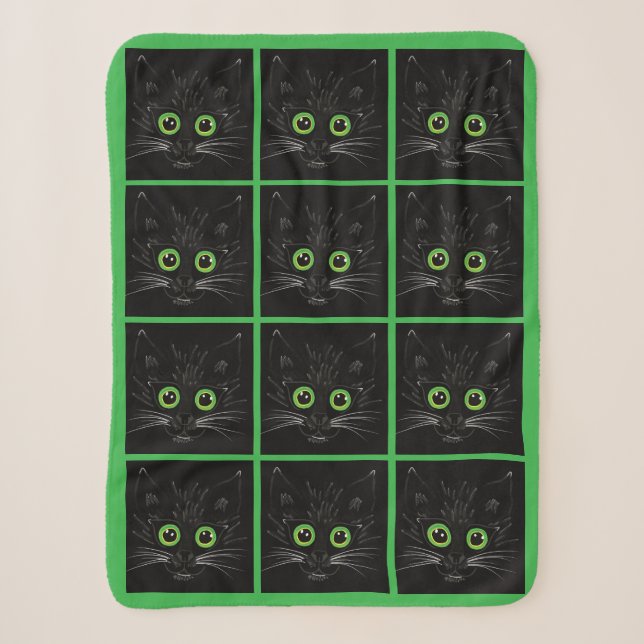 Lächelnde grüne Mit Augen Katze Sherpadecke (Vorderseite)