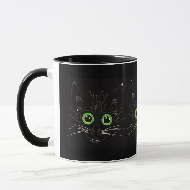 Lächelnde grüne Mit Augen Katze Tasse (Links)
