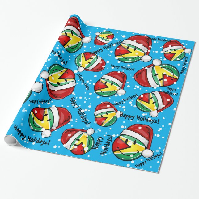 Lächelnde Guyana-Flaggen-Weihnachtsart Geschenkpapier (Ungerollt)