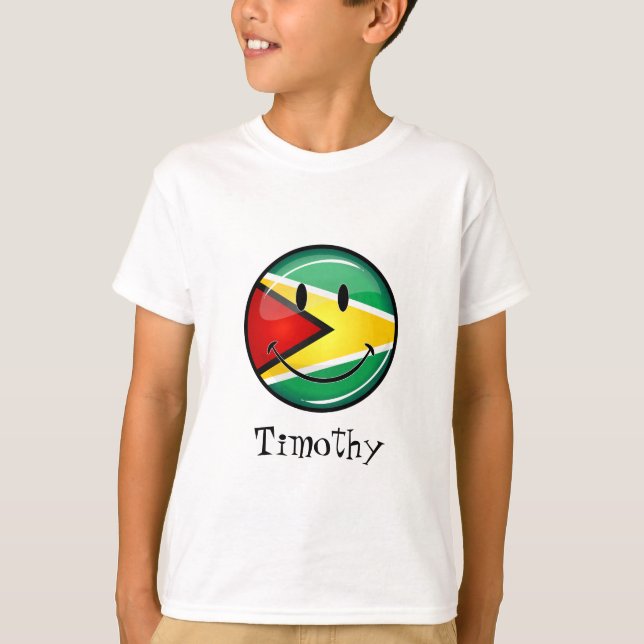Lächelnde guyanische Flagge T-Shirt (Vorderseite)