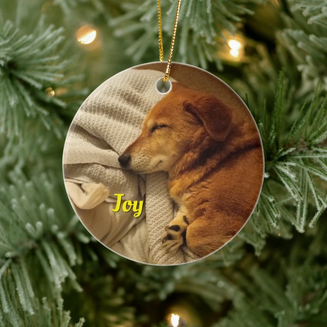 Lächelnde Hunde Keramik Ornament (Baum)