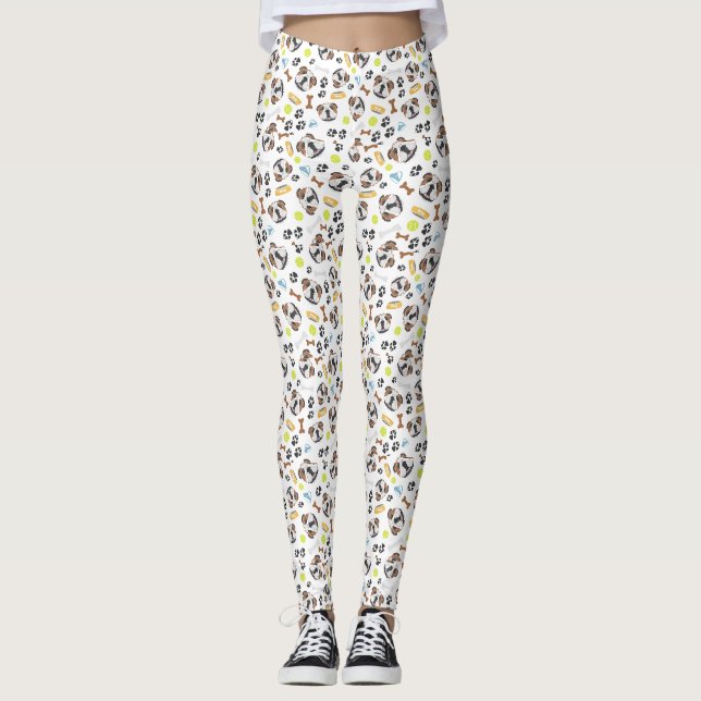 Lächelnde Hundeenglisch-Bulldogge Leggings (Vorderseite)