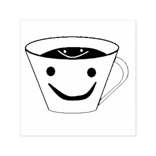 Lächelnde Kaffeetasse mit glücklichem Kaffee Permastempel (Design)