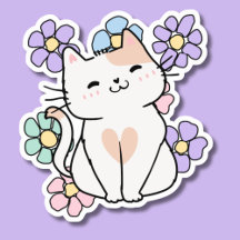 Lächelnde Katze mit Blume wasserdicht