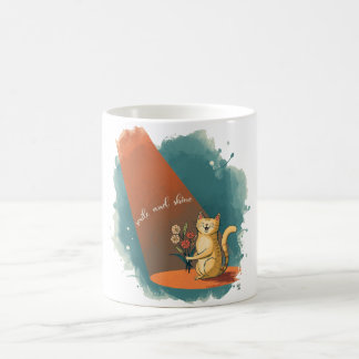 Lächelnde Katze mit Blumen-Tasse | „Lächle und str Kaffeetasse
