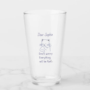 Lächelnde Katze mit Message Glass Cup Glas