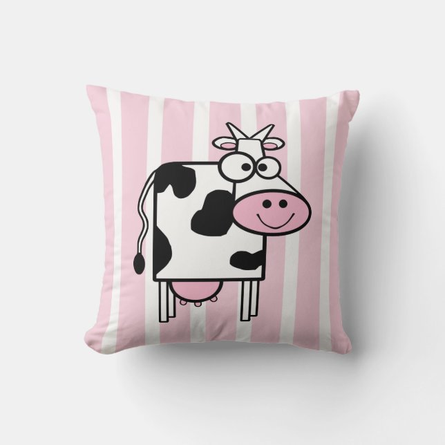 Lächelnde Kuh Girly Animal Print Kissen (Vorderseite)
