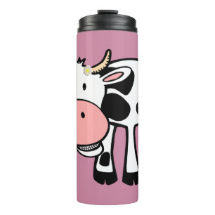 Lächelnde Kuh mit Daisies Thermosbecher