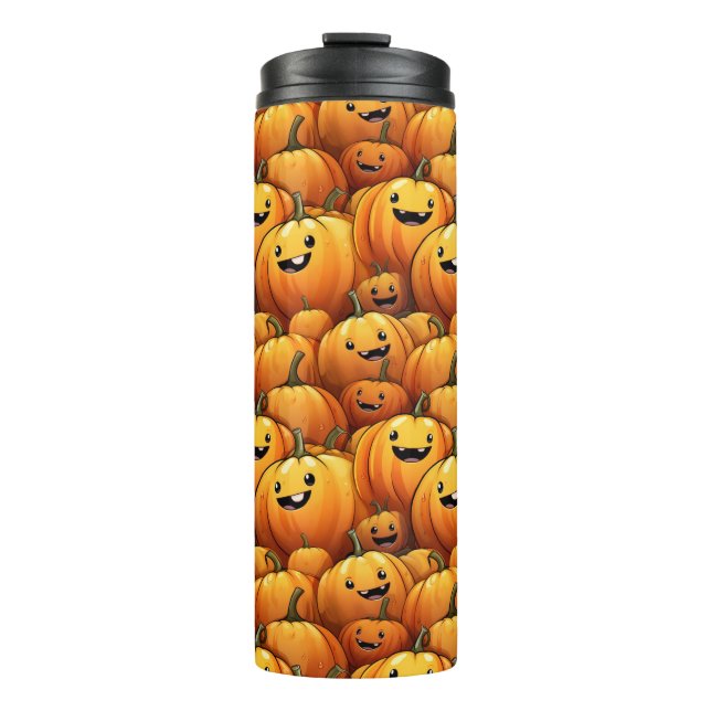 Lächelnde Kürbis Thermosbecher (Vorderseite)