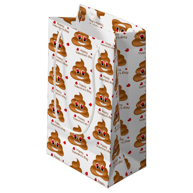 Lächelnde Liebe Kacke Emoji Valentine's Day-Gesche Kleine Geschenktüte (Vorderseite Schrägansicht)