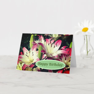 Lächelnde LilienBlume zum Geburtstag Karte