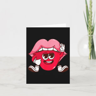 Lächelnde Lippen Cartoon Valentinstag Teens Lässig Karte