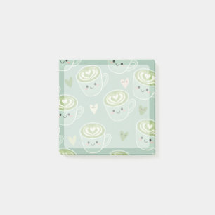 lächelnde Matcha-Latte-Tassen Post-It-Notizen Post-it Klebezettel