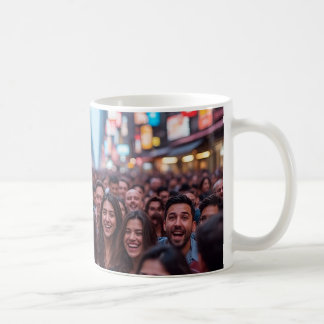 "Lächelnde Menschen auf belebter Straße" Kaffeetasse