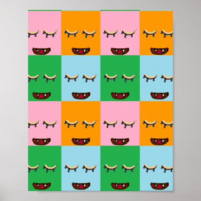 Lächelnde Monsterblockgesichte Poster (Vorne)