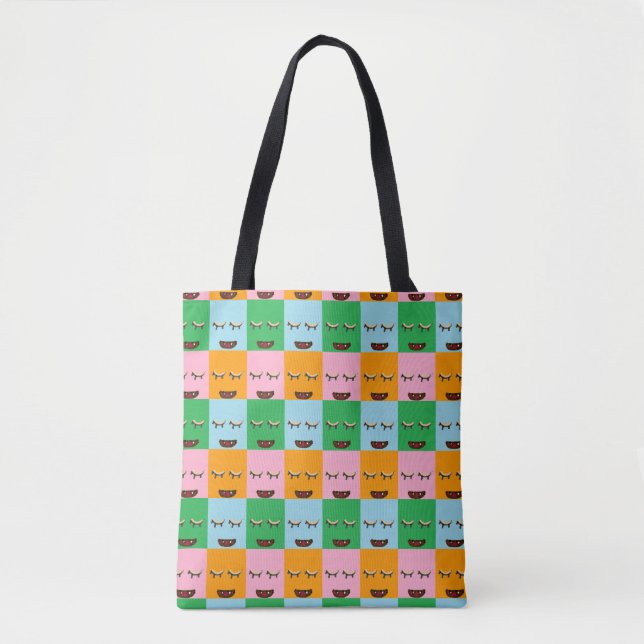 Lächelnde Monsterblockgesichte Tasche (Vorderseite)