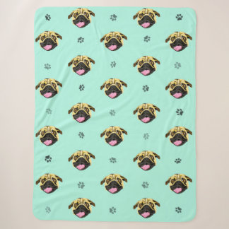 Lächelnde Mops-Gesicht-Flanelldecke Sherpadecke