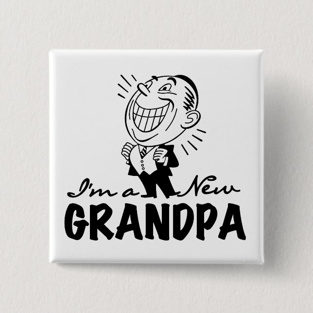 Lächelnde neue Großvater-T-Shirts und Geschenke Button (Vorderseite)