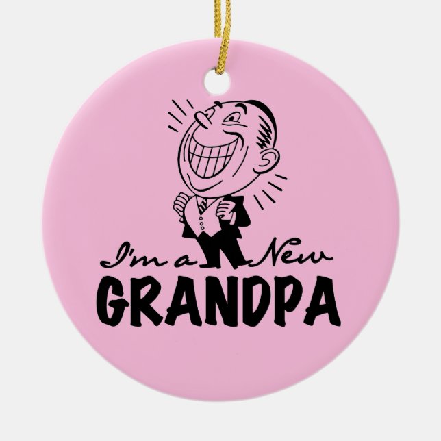 Lächelnde neue Großvater-T - Shirts und Geschenke Keramikornament (Vorne)