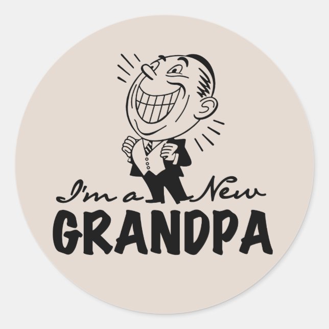 Lächelnde neue Großvater-T - Shirts und Geschenke Runder Aufkleber (Vorderseite)