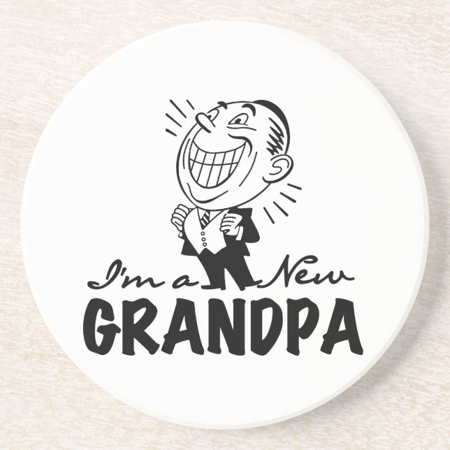 Lächelnde neue Großvater-T - Shirts und Geschenke Sandstein Untersetzer (Vorne)